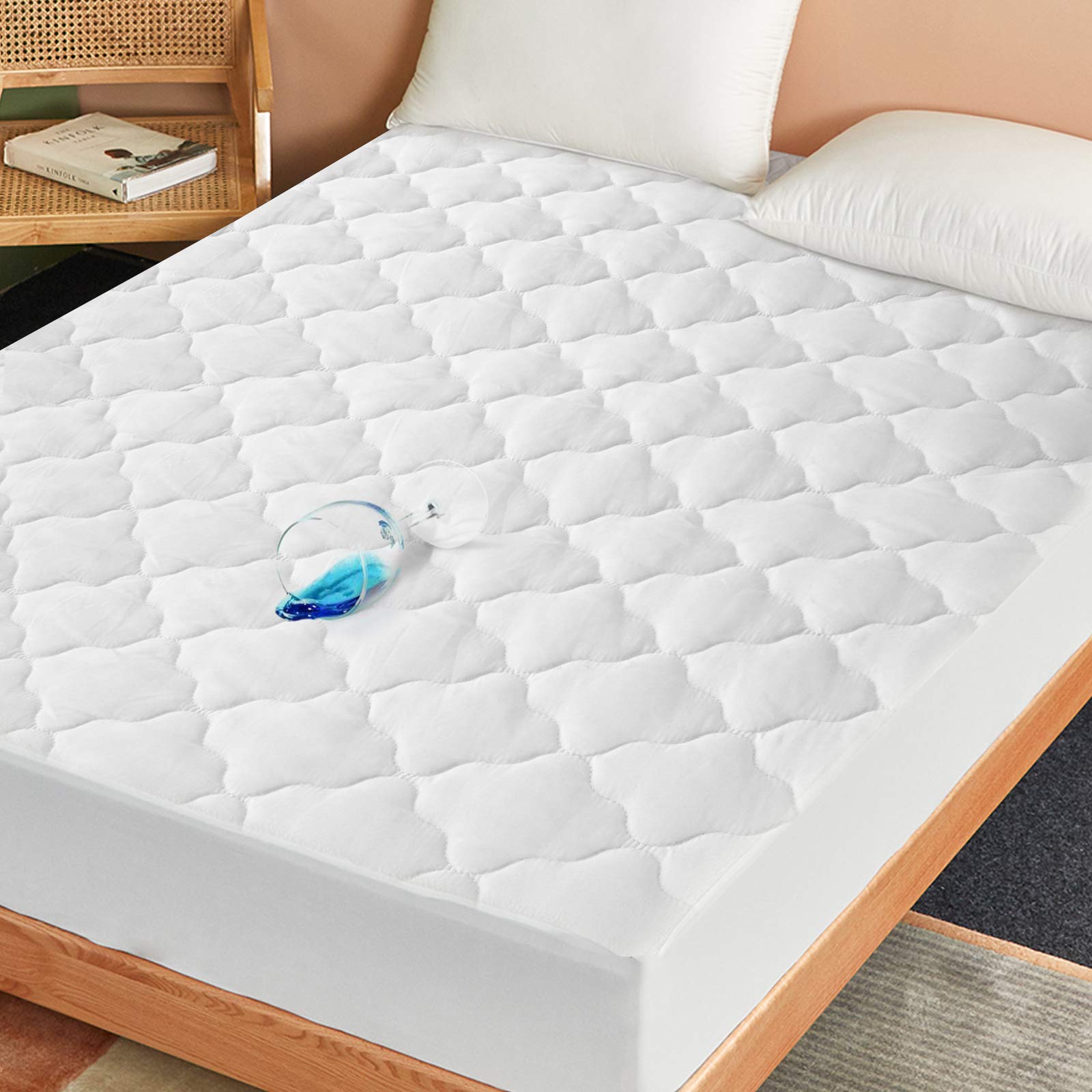 Full Mattress Cover Quilted, Fitted & Washable Waterproof Mattress Protector, Double Mattress Pad Up To 18 Inches